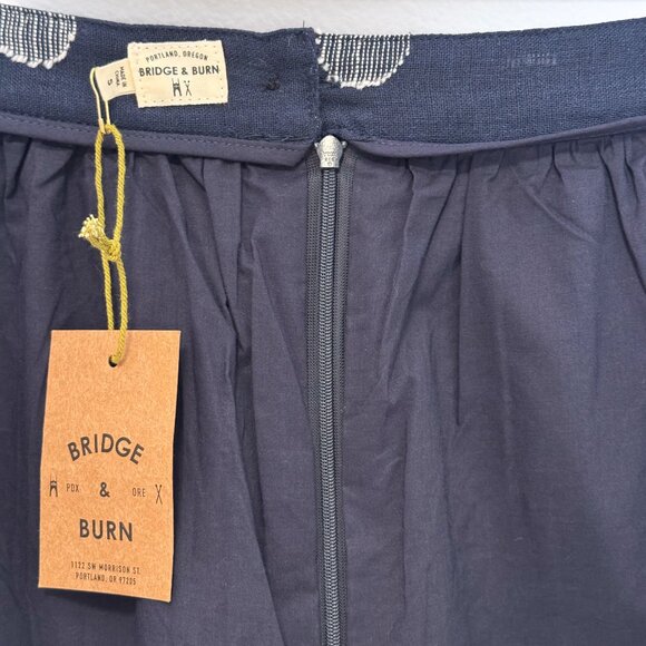 NWT Bridge & Burn Navy Polka Dot Skirt Size Small Linen Cotton Blend - Picture 7 of 13